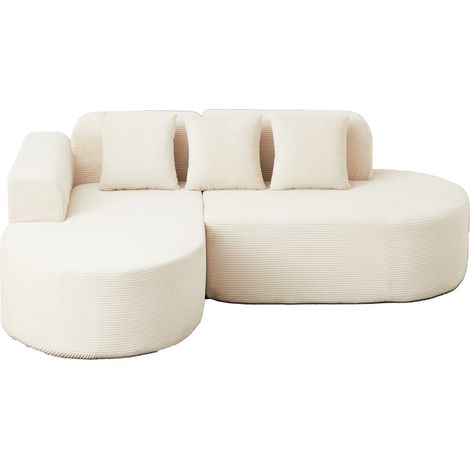 Sofá modular en L de pana beige 220 cm MODENUIT (1/5)