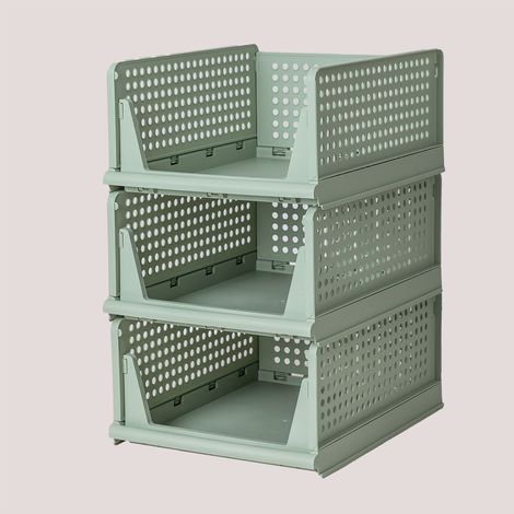 Sklum – Set de 3 organiseurs de vêtements – Dimensions 18,8 cm x 14 cm x 32,5 cm – Paniers pliés pour rangement efficace (1/5)