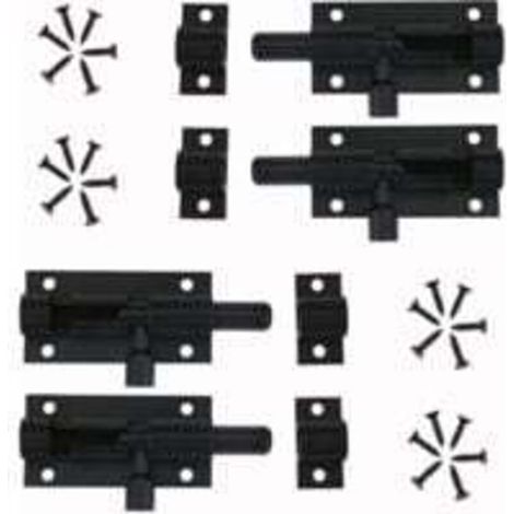 4 Pièces Verrou Targette de Porte, Loquet de Porte à Boulon Loquet Coulissant En Alliage D'aluminium Noir Loquet et Targette Avec Vis, pour Portail de Jardin, Cabanon, Fenêtres, Pièces I (1/5)