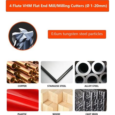 5 Pièces Fraise Carbure 3mm, 4 dents CNC Fraise en bout, AlTiN Noir Revêtement VHM Pour Métal Bois Acrylique Plastique (1/5)
