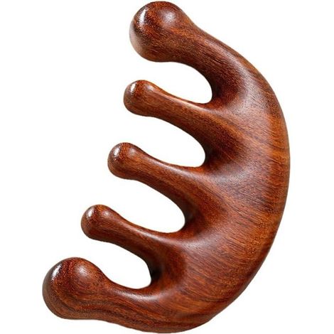 Massagekamm aus Holz – 1 Stück – Natürliches Sandelholz – Breite, runde Zinken für Entspannung – Für Kopfhaut, Körper und unterwegs – Kompakte Größe (1/5)