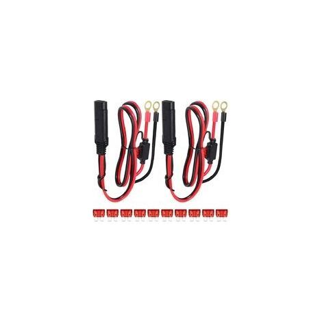2-Piece SAE to Ring Terminal Harness Wire Connector with O-Ring, 2-Pin Lug Quick Disconnect Extension Cable, 0.6m SAE to Ring Terminal Harness Quick Connect, 10A Fuse (1/5)