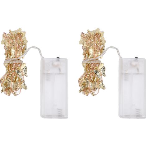 2 ensembles de guirlandes lumineuses dorées papillon 20 perles LED, batterie en cuivre Durable et sûre, Thanksgiving pour fête et vacances. (1/5)