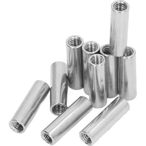 Packung mit 10 weiblichen Verbindungsmuttern M8 x 1,25, Länge 40 mm, runde Form. (1/5)