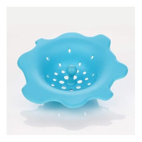 Scarico a pavimento in silicone per doccia, bagno, zone umide e asciutte, filtro per capelli, copertura blu per scarico lavabo (1/4)