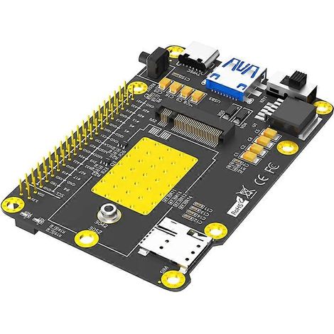 Erweiterungskarte 3G/4G/5G Base HAT M.2 B Key vers USB 3.0 pour Raspberry Pi 4 (module RM500Q, RM500U, GM800 et SIM8200). (1/5)