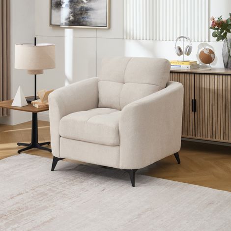 Solna Modern Scandi Style Fabric Living Room Chair (Beige) (1/5)