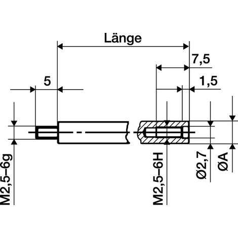 Pièce d'extension L.100mm, pointe de mesure D.4mm pour horloges de mesure