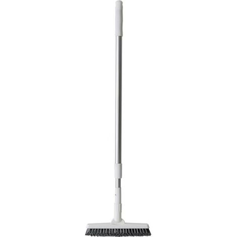 Brosse de nettoyage à long manche et poils durs, idéale pour les carrelages et les joints de salle de bain. Extensible, rotation à 180°, haute efficacité de nettoyage, couleur grise, longueur : 70,5 c (1/5)
