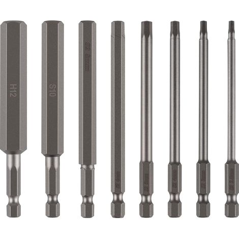 8pcs Embout Allen large 100mm 2,5-12mm Hex, Embout de Vissage 6 Pans en Acier S2, Embout BTR 1/4 (1/5)