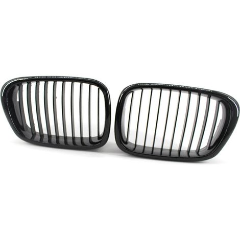 2 Stück glänzend schwarzer Frontstoßstangen-Motorhauben-Nierengrill, Renngrill-Ersatz für BMW 5er E39 M5 1999–2003, Modell: glänzend schwarz 26 (1/5)
