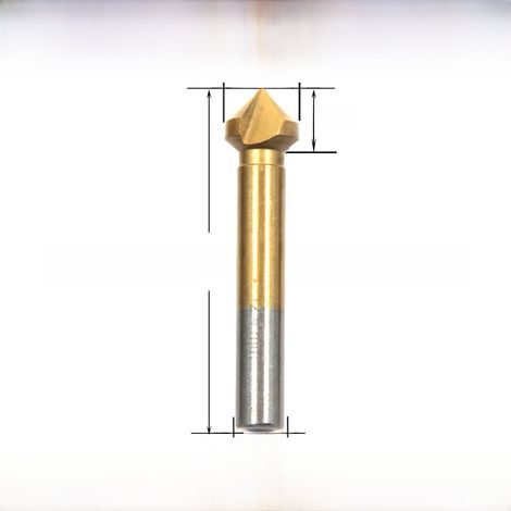 Couteau à chanfreiner à trois lames plaqué titane à 90 degrés, outil d'alésage, d'ébavurage, de fraisage, de chanfreinage, foret à bois (12,4 mm, plaqué titane, à une seule branche [21 g]) (1/5)