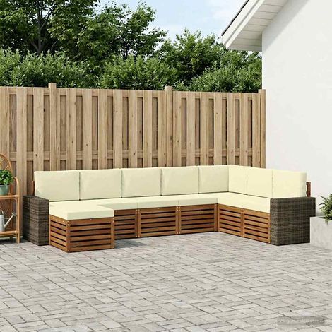 vidaXL Outdoor-Sofagarnitur mit Kissen 8 pcs Natur und Creme (1/5)