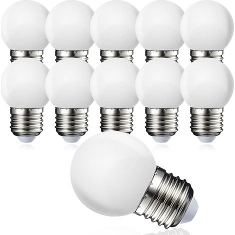 Lot de 10 globe LED E27 G45 - Blanc chaud 3000 K - 5W G45 - Coque en polycarbonate mat - Intensité non variable [Classe énergétique G] (1/4)