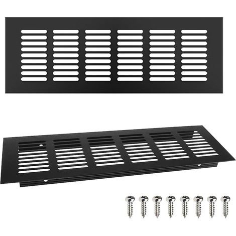 DOLASO 2 Stück Lüftungsgitter, Aluminium-Lüftungsgitter, 250 mm rechteckiges Lüftungsgitter, Aluminium-Lüftungsgitter, Aluminium-Lüftungsgitter für Wandschrank, Vitrine, Badezimmer (1/5)