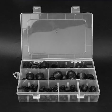 145 pièces capuchons de protection en plastique nylon pour écrous hexagonaux et boulons M4 M5 M6 M8 M10 M12 noir quincaillerie (1/5)