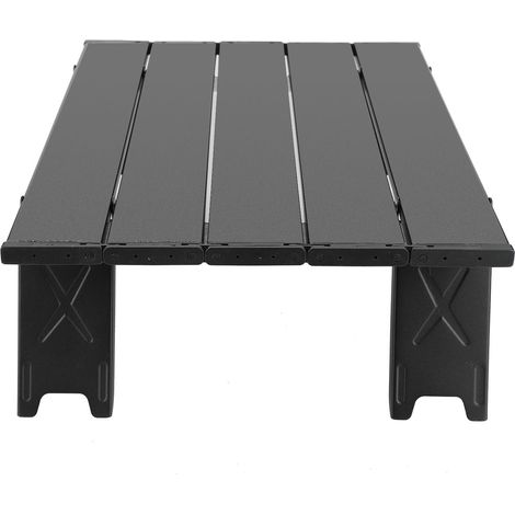 Mini table pliante portable en alliage d'aluminium, idéale pour le camping, les barbecues et les pique-niques (noire). (1/5)