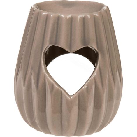 Brûle-Parfum Coeurs en céramique taupe