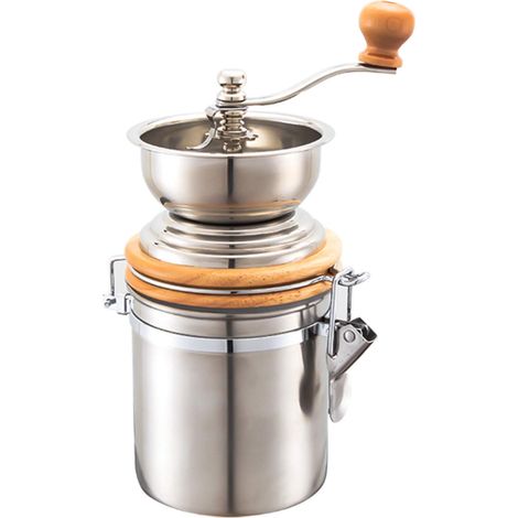 Moulin à café, moulin à café manuel en acier inoxydable, récipient, moulin à café manuel en grains, machine à moudre, moulin à café conique manuel (1/5)