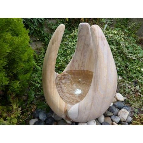 Babbling Lily Water Feature - Rainbow Sandstone Garden Fountain - 50cm Dia x 60cm H