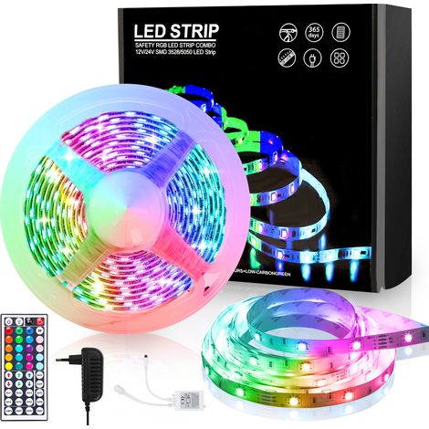 TolleTour 3M LED Streifen Leiste set LED Strip LichtBand RGB Lichterkette 30LEDs 5050SMD mit 44 Tasten Fernbedienung