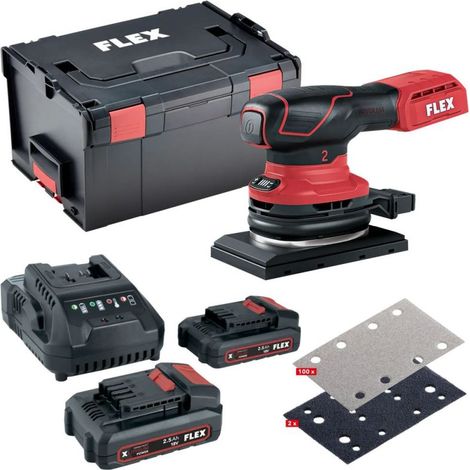 Flex Akku-Schwingschleifer OSE 2-80 18-EC 2x2,5 Ah Akkus, L-BOXX, 102tlg Zubehör