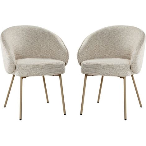 CALICOSY - Lot de 2 Chaises en tissu et pieds en métal beige H81 cm - PIA