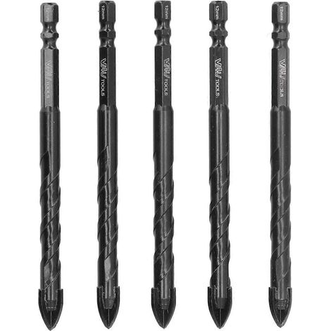 5-teiliges Kreuzbohrer-Set für Keramik, 12 mm Schneidkanten, geeignet für Keramikfliesen, Spiegel und Porzellan.