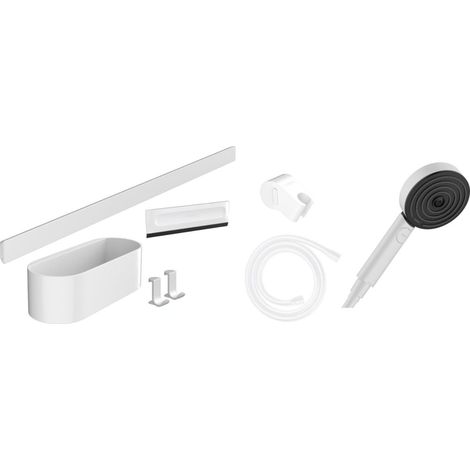 Hansgrohe WallStoris - Set de pommeau de douche 105, 3 jets et accessoires de salle de bain, blanc mat 24291700 (1/5)
