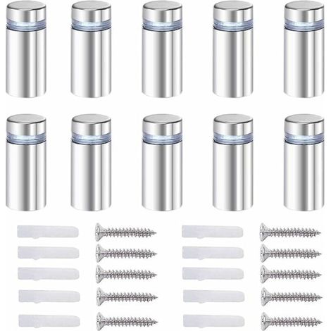 20 vis d'espacement, boulons d'espacement pour fixation d'entretoises publicitaires en verre, acier inoxydable, 12 x 40 mm (1/5)
