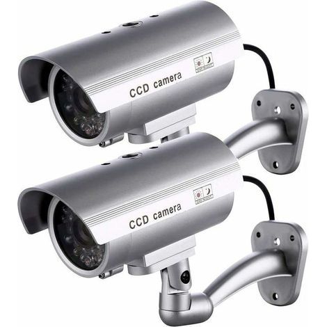 Set mit 2 Attrappenkameras, Attrappenkameras für den Innen- und Außenbereich, kugelförmig mit blinkender LED, RTGPT (Silber) - Inhhub (1/5)