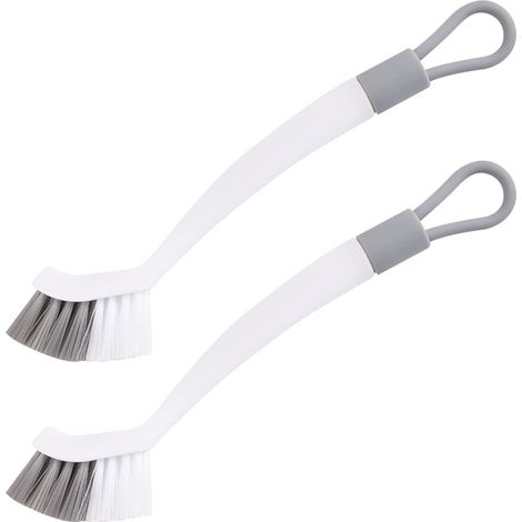 Brosse Nettoyage Salle de Bain,Brosse de Nettoyage Cuisine,2 Brosses,Blanc Gris,Outil d'élimination des Taches intégré,pour Cuisine,Salle de Bains (1/5)