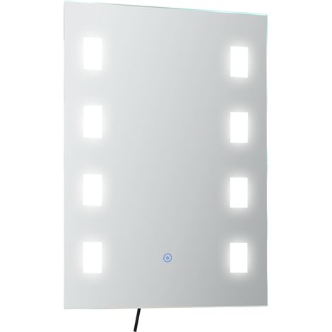 Miroir de salle de bain avec lumière LED avec fonction anti-embrouillement, cadre en aluminium et interrupteur tactile 70 x 50 cm argenté (1/5)