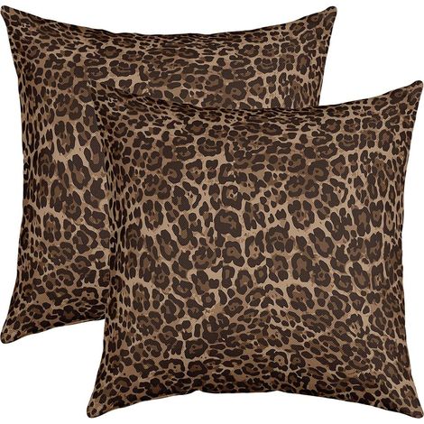 Housses d'oreiller À Motif Léopard, Lot de 2 Housses de Coussins 50x50 Guépard pour Canapé Maison Salon Chambre Décoration, Taie d'oreiller en Forme D'Animaux Du Safari Africain, Géométriques Douces (1/5)