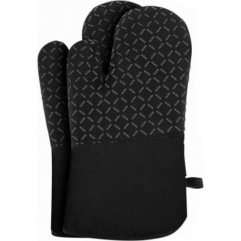 Guanti da forno resistenti al calore, guanti da forno lunghi e presine con strisce in silicone antiscivolo e morbida fodera in cotone, guanti da forno in silicone (1/5)