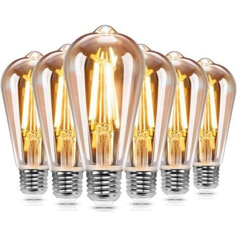 Ampoules LED ST64,Edison Vintage E27 8W=109W,1680 Lumens,Lumière Chaude 2200K,Lampe Décorative,Idéal pour la Maison, Bars, Café, Restaurant,Non Dimmable,Lot de 6 (1/5)