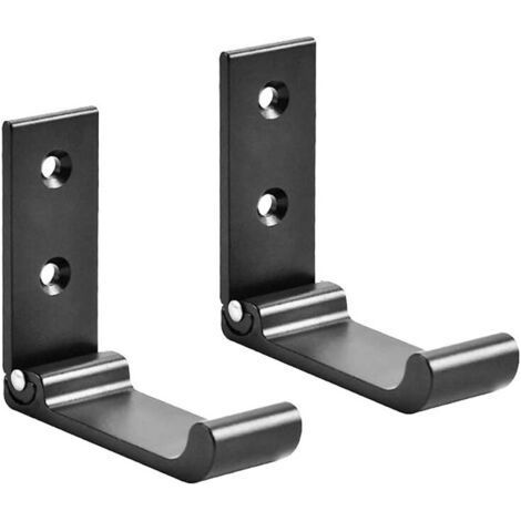 2er-Pack faltbare Kopfhörer-Wandhaken aus Aluminium, unsichtbare Haken für Kleidung, Küche, Badezimmer, Büro, Wohnzimmer, Schrank (Schwarz) (1/5)