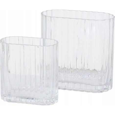 Boltze Tulipa Set di 2 Vasi in Vetro Trasparente 18 cm