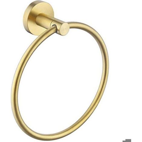 Anneau porte-serviettes doré brossé (diamètre 16 cm) porte-serviettes mural moderne en acier inoxydable (1/4)