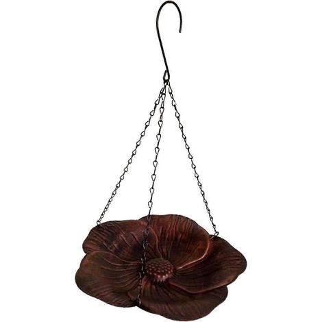 Hängendes Vogelhäuschen aus Eisen für den Außenbereich, robuste Vogeltränke mit Blumendekor, Gartendekoration, Vogelfutterhalter für Veranda, Rasen, Balkon und Hof-Bronze (1/5)