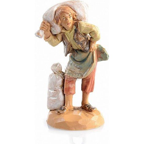 PASTORE CON SACCO A SPALLE 6,5CM IN RESINA (F-220)