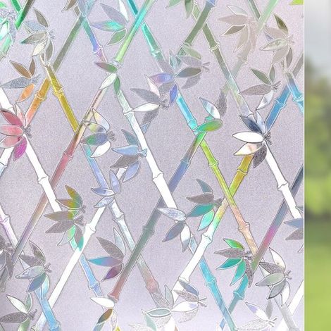 Lámina opaca para ventanas，protección solar exterior，dimensiones 45 x 200 cm. Autoadhesiva y opaca，formato ancho con efecto cristal esmerilado (1/5)