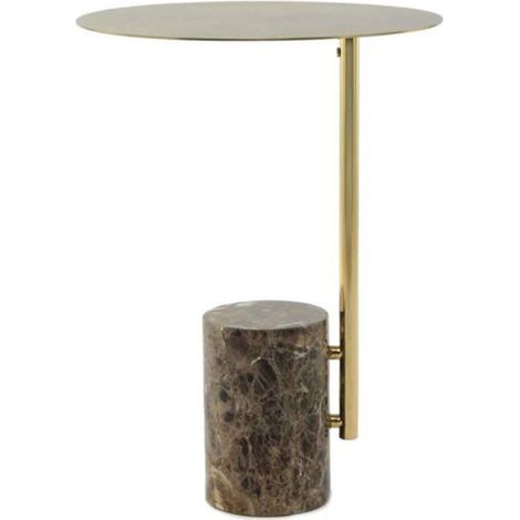 Table d'Appoint Ronde "Rocio" 54cm Marron & Or (1/5)