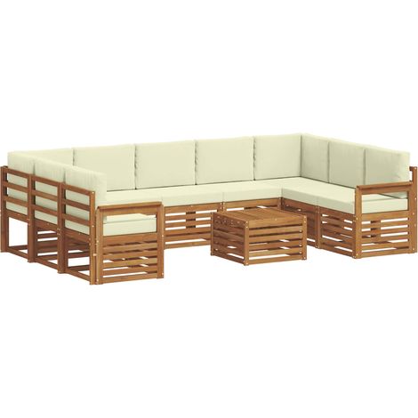 Sofa Sets 10 pcs Natural and Cream Solid Acacia Wood vidaXL (1/5)