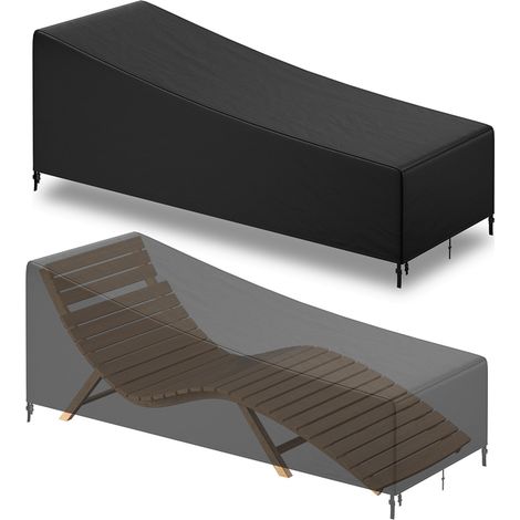 Randaco Gartenliegen-Schutzhülle 420D Oxford wasserdicht UV-beständig schwarz/silber 200x75x40/70 cm