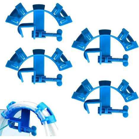 Juego de 4 soportes para manguera de acuario, ajustables, para sistema de filtración y montaje de tubos (azul). (1/5)