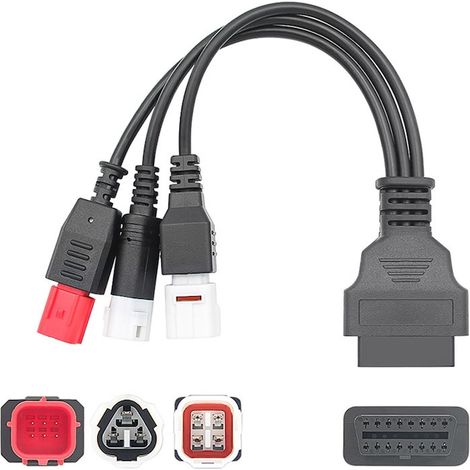 Câble adaptateur OBD2 pour diagnostic moto, connecteurs Yamaha 3 broches, 4 broches et Honda 6 broches, outil mécanique (1/5)