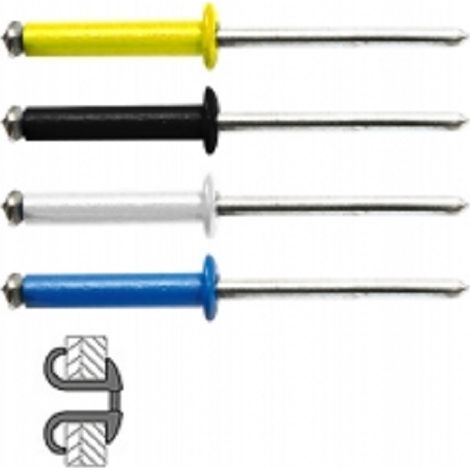 48 remaches reventados de aluminio/acero con cabeza plana de color Ø 4 x 16 mm TECHMAN