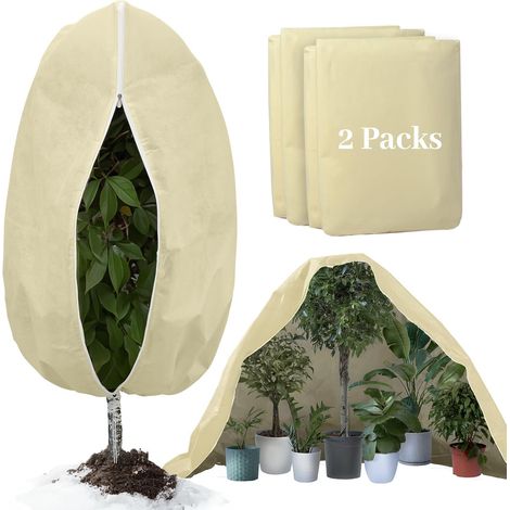 Lot de 2 housses d'hivernage pour plantes 120 x 180 cm, 80 g/m², réutilisables contre le froid (1/5)