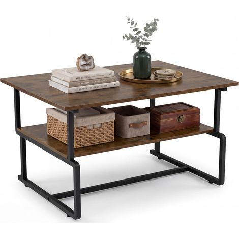 COSTWAY Tavolino da Salottoa 2 Ripiani 85 x 60 x 47 cm (1/5)